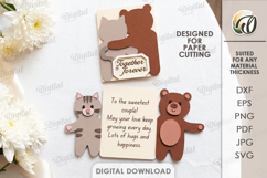 3D Greetings Cards Bundle Paper Cut. Cute Animals Paper Cut Product Image 2