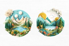 Paper Art Landscape Watercolor Sublimation clipart Product Image 4