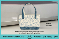 Paper Purse Tote Bag Cut File SVG Template Product Image 2
