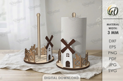 Kitchen Paper Roll Holder Laser Cut. Paper Towel Stand SVG Product Image 1