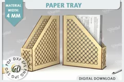Wooden Paper Tray Laser Cut. Office Desktop Organizer SVG Product Image 1