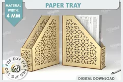Wooden Paper Tray Laser Cut. Office Desktop Organizer SVG Product Image 1