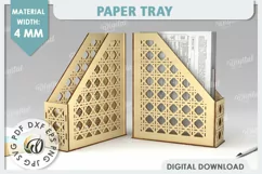 Wooden Paper Tray Laser Cut. Office Desktop Organizer SVG Product Image 1