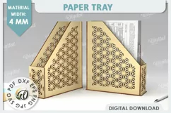 Wooden Paper Tray Laser Cut. Office Desktop Organizer SVG Product Image 1
