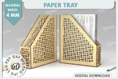 Wooden Paper Tray Laser Cut. Office Desktop Organizer SVG Product Image 1