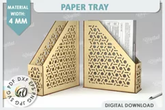 Wooden Paper Tray Laser Cut. Office Desktop Organizer SVG Product Image 1