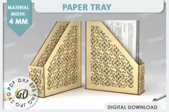 Wooden Paper Tray Laser Cut. Office Desktop Organizer SVG Product Image 1