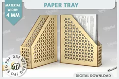 Wooden Paper Tray Laser Cut. Office Desktop Organizer SVG Product Image 1