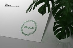 papper white plant logo mockup psd Product Image 1
