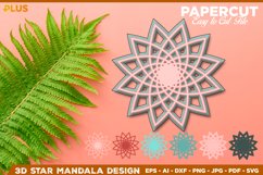 Paper Cut 3d Star Mandala Designs, Papercut Star Mandala SVG Product Image 1