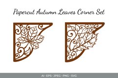 Autumn Leaves Corner Decoration Papercut SVG Product Image 1