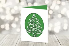 papercut card on bokeh christmas background