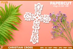 Papercut Christian Cross SVG, Christian Cross Paper Cut Product Image 1