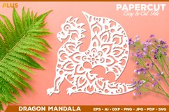 Papercut Dragon Mandala Design, Paper Cut Mandala Dragon SVG Product Image 1