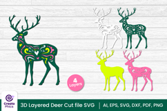 papercut file-laser cutting-paper cutting-deer svg-animal svg-deer layered papercut-animal svg
