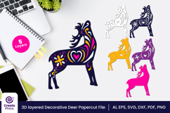 papercut file-laser cutting-paper cutting-deer svg-animal svg-deer layered papercut-animal svg