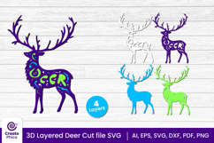 papercut file-laser cutting-paper cutting-deer svg-animal svg-deer layered papercut-animal svg