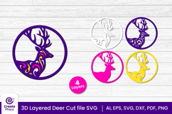papercut file-laser cutting-paper cutting-deer svg-animal svg-deer layered papercut-animal svg