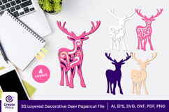 papercut file-laser cutting-paper cutting-deer svg-animal svg-deer layered papercut-animal svg