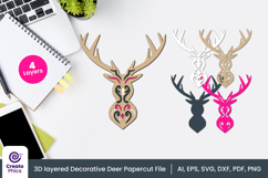 papercut file-laser cutting-paper cutting-deer svg-animal svg-deer layered papercut-animal svg