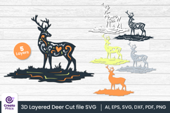 papercut file-laser cutting-paper cutting-deer svg-animal svg-deer layered papercut-animal svg