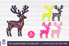 papercut file-laser cutting-paper cutting-deer svg-animal svg-deer layered papercut-animal svg