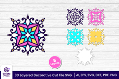 papercut file-laser cutting-paper cutting-floral svg-3d svg-decorative layered-cricut SVG