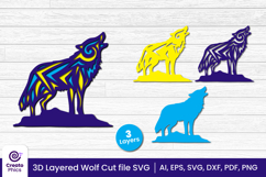 papercut file-laser cutting-paper cutting-wolf svg-animal svg-wolf layered papercut-animal svg