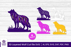 papercut file-laser cutting-paper cutting-wolf svg-animal svg-wolf layered papercut-animal svg