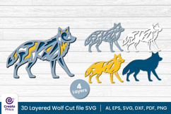 papercut file-laser cutting-paper cutting-wolf svg-animal svg-wolf layered papercut-animal svg