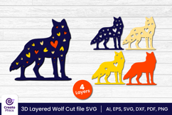 papercut file-laser cutting-paper cutting-wolf svg-animal svg-wolf layered papercut-animal svg