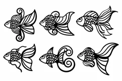 Papercut Set of Cute Fishes, Laser Cut Fish Templates Product Image 2