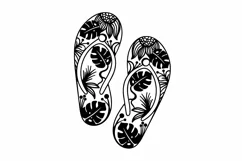 Papercut Tropical Flip Flop Slippers, Laser Cut SVG Template Product Image 2