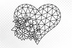 Flower Heart SVG, Flowers Heart Cut SVG, Heart with Flowers Product Image 2