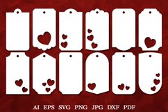 Paper Cut Heart Gift Tags. Hang Tags Template. Sale Tags SVG Product Image 1