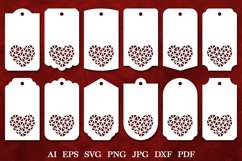 Paper Cut Heart Gift Tags. Hang Tags SVG. Sale Tags Template Product Image 1