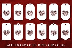 Papercut Gift Tags with hearts. Hang Tags Template. Tags SVG Product Image 1