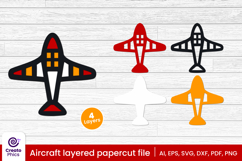 papercut-laser cut-craft design-3d layered-aircraft svg-aeroplan-svg-layered aircraft