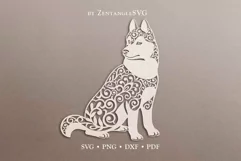 Husky SVG DXF Laser cut files, Flower Floral Dog Design Product Image 2