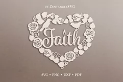 Faith SVG DXF Laser cut files, Rose Bird Flower Floral Heart Product Image 2