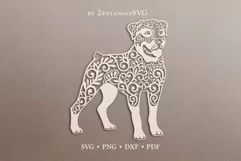 Rottweiler SVG DXF Laser cut files, Flower Floral Dog Design Product Image 2