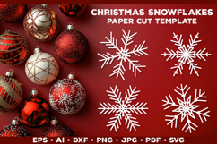 Christmas Snowflakes Paper Cut Template SVG for Cricut Product Image 1