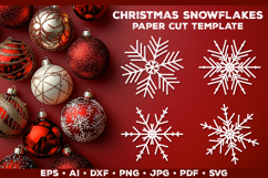 Christmas Snowflakes Paper Cut Template SVG for Cricut Product Image 1