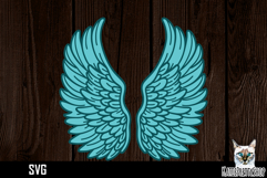 3d layered papercut angel wings svg, memorial svg cut file Product Image 1