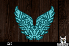3d layered papercut angel wings svg, memorial svg cut file Product Image 1