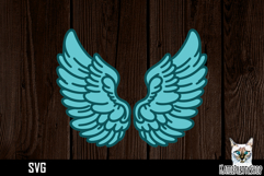 3d layered papercut angel wings svg, memorial svg cut file Product Image 1