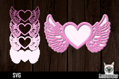 3d layered papercut heart wings svg, memorial svg cut file Product Image 1