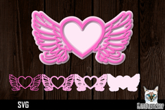 3d layered papercut heart wings svg, memorial svg cut file Product Image 1