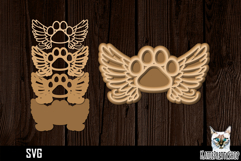 3d layered papercut paw wings svg, pet memorial svg cut file Product Image 1