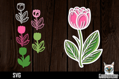3d layered papercut tulip svg, multilayered flower svg Product Image 1
